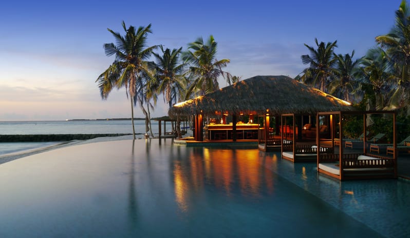 The Residence Falhumaafushi-The Beach Bar - By Dusk